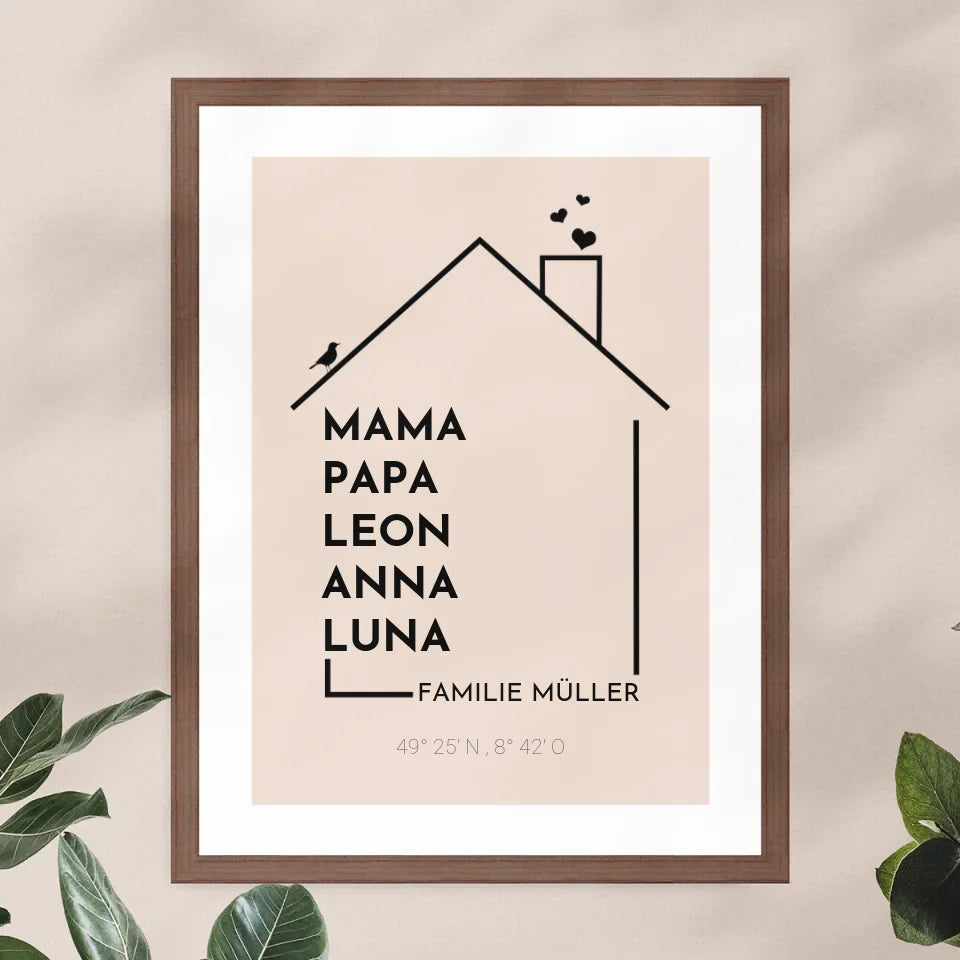 Personalisiertes Poster - Haus mit Namen - Modern 2