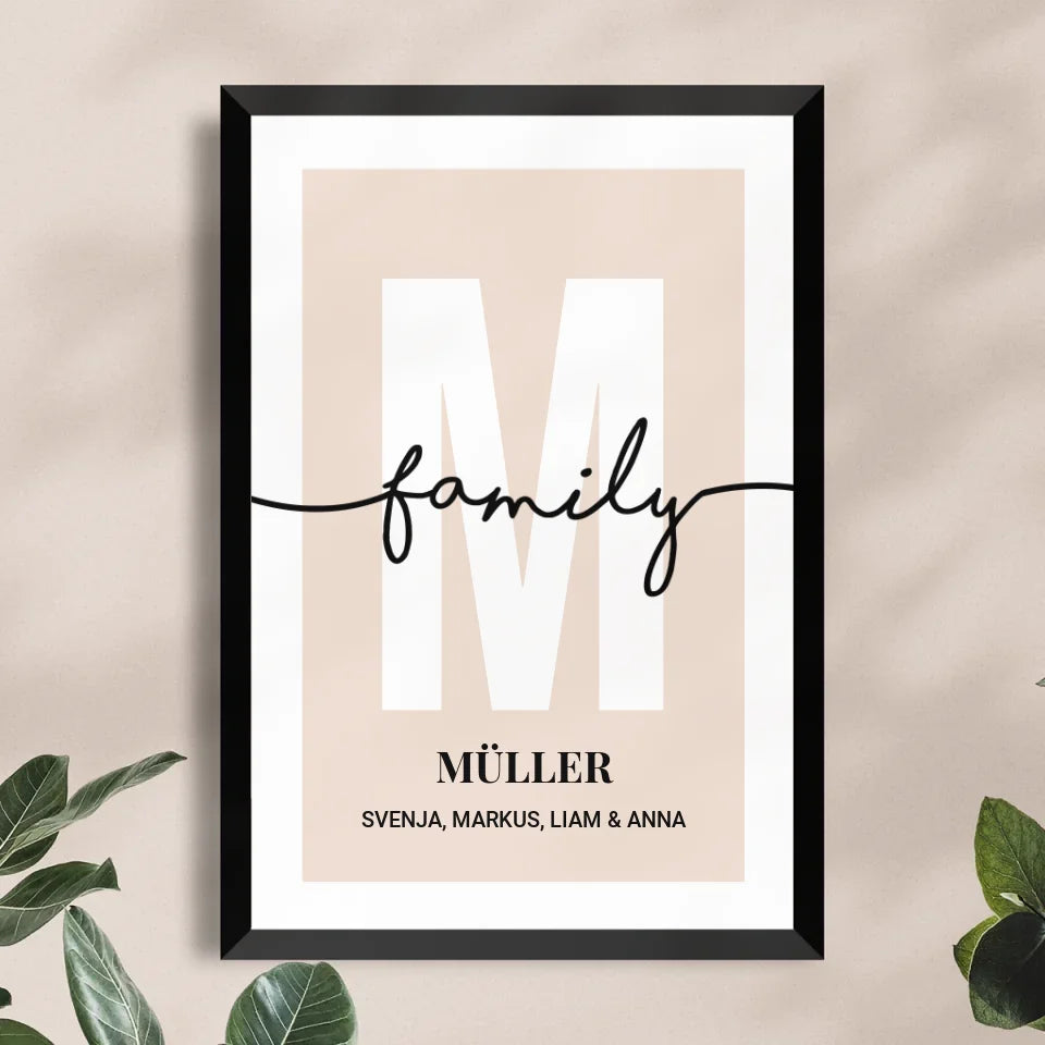 Personalisiertes Poster - Buchstabe mit Familienname und Namen