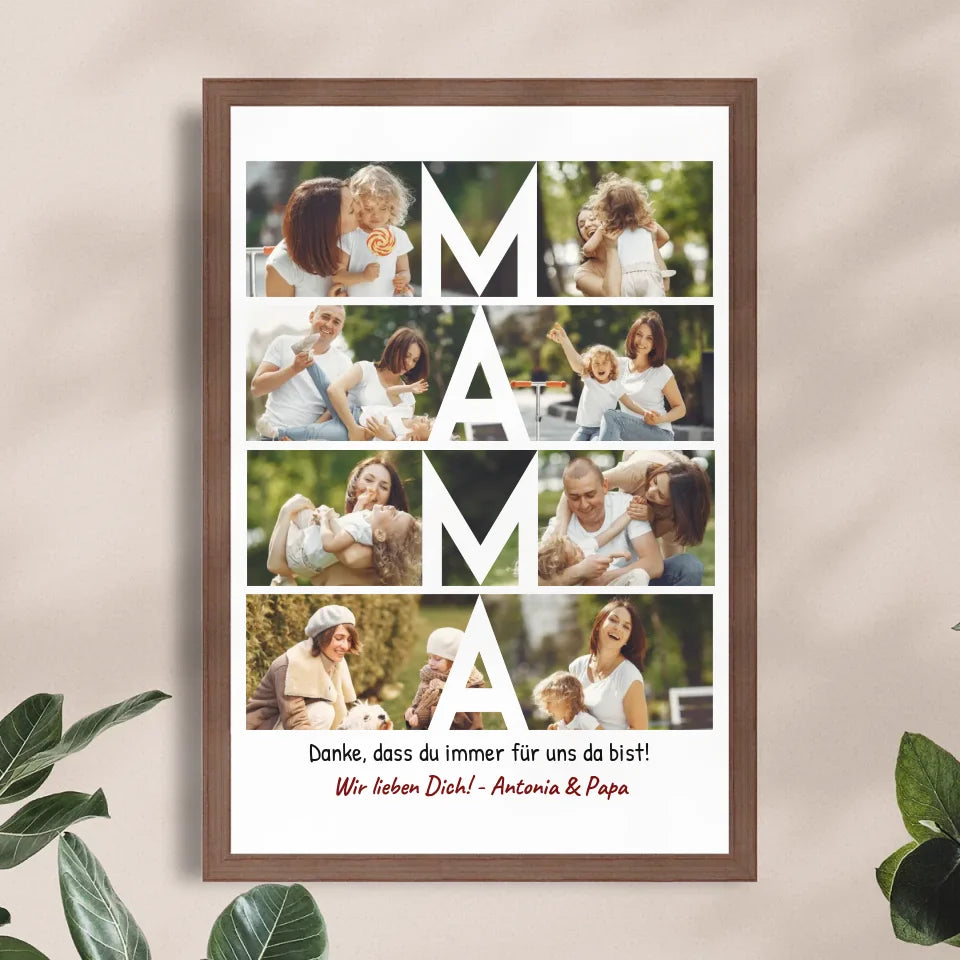 Personalisiertes Poster - MAMA Schriftzug und Collage mit 8 Bildern