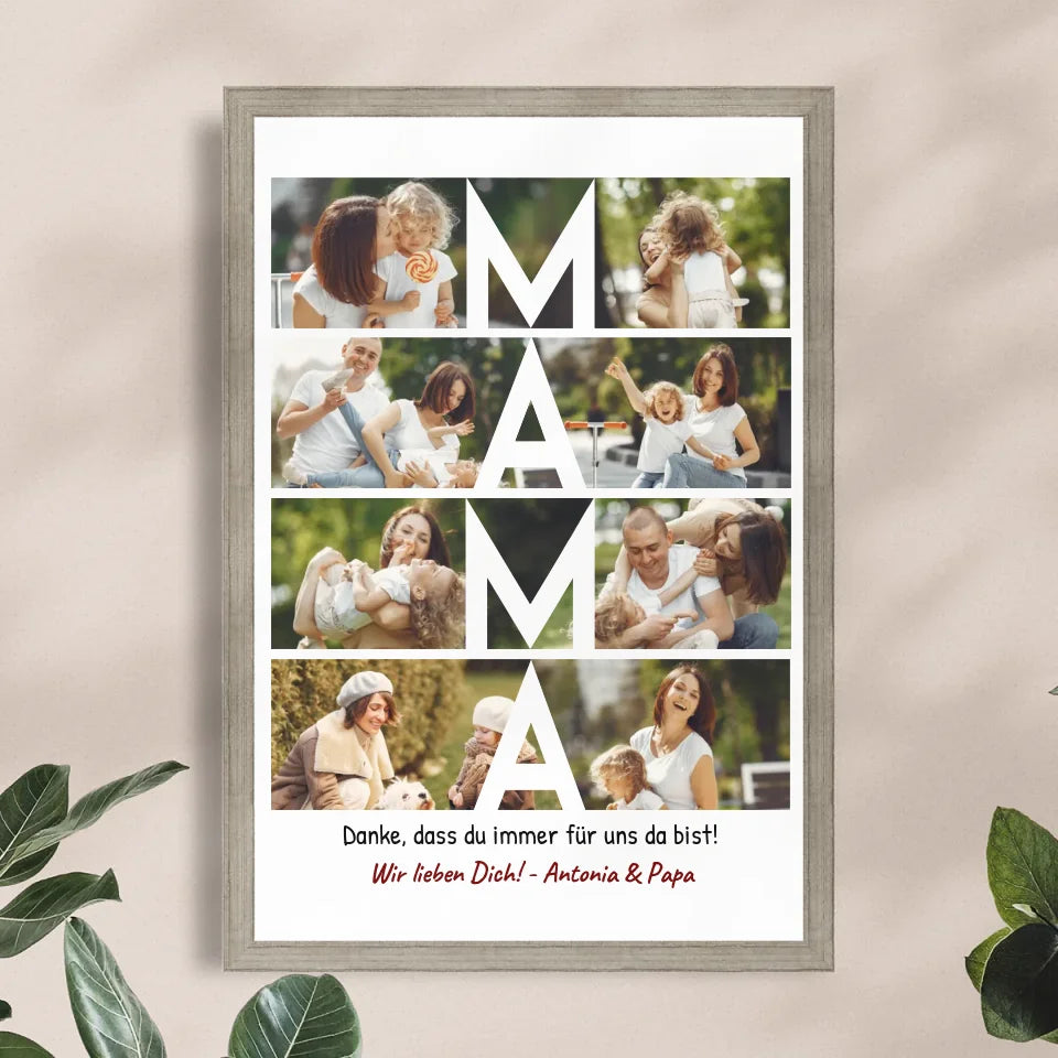 Personalisiertes Poster - MAMA Schriftzug und Collage mit 8 Bildern