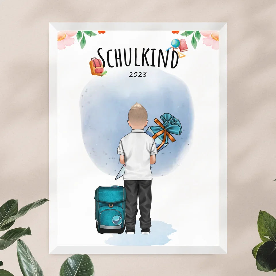 Personalisiertes Poster - Geschenk zur Einschulung (1 Junge)