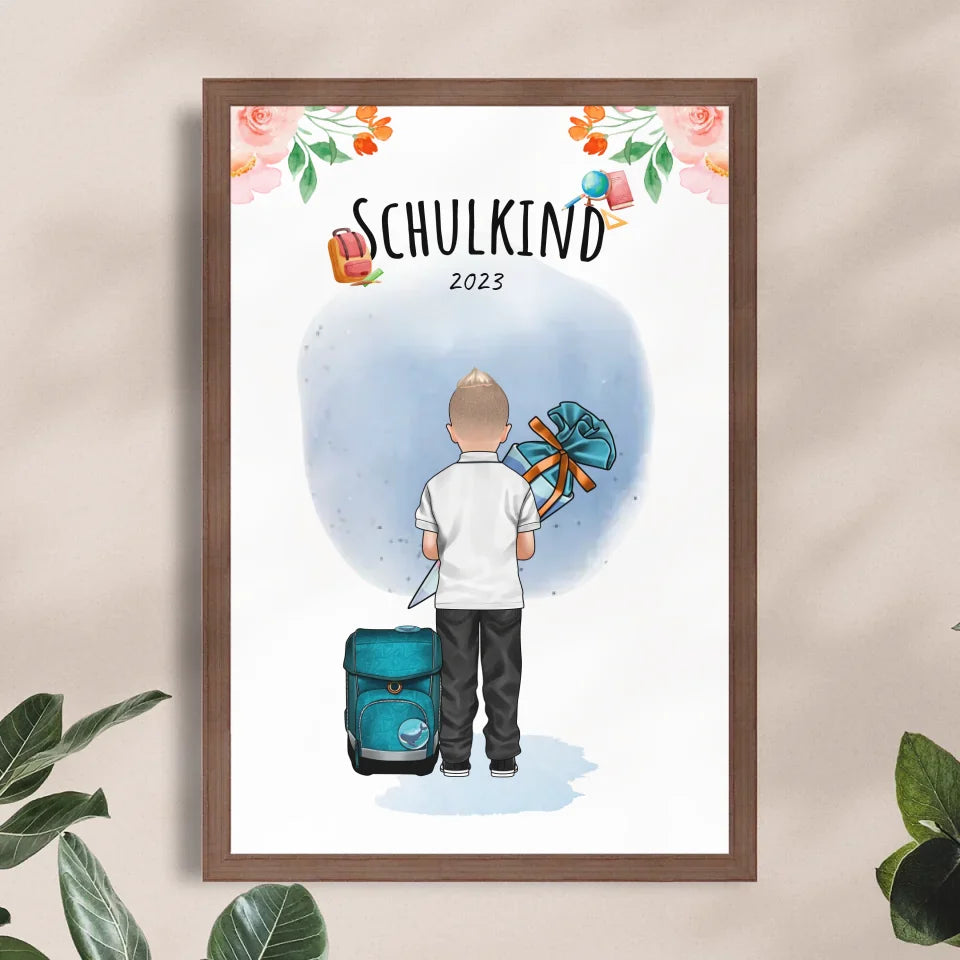 Personalisiertes Poster - Geschenk zur Einschulung (1 Junge)