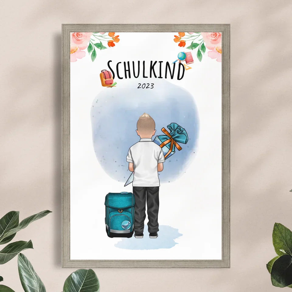 Personalisiertes Poster - Geschenk zur Einschulung (1 Junge)