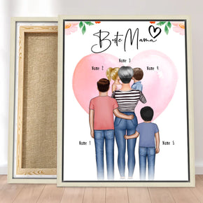 Personalisierte Leinwand - Oma + 1-4 Enkelkinder