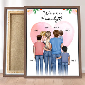 Personalisierte Leinwand - Familie + 1-4 Kinder