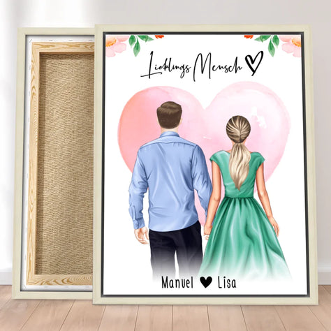 Personalisierte Leinwand mit Paar (stehend) - Hemd und Kleid - Pärchen Leinwand