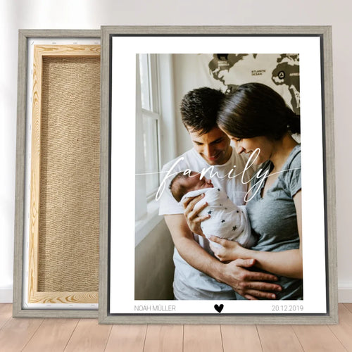 Personalisierte Familienleinwand - Bild mit Schriftzug
