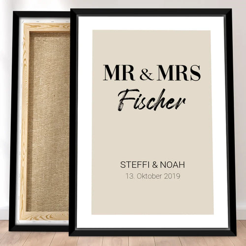 Personalisierte Leinwand - Mr. & Mrs. + Familienname