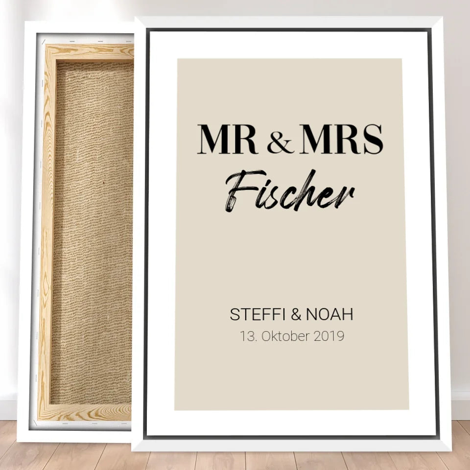 Personalisierte Leinwand - Mr. & Mrs. + Familienname