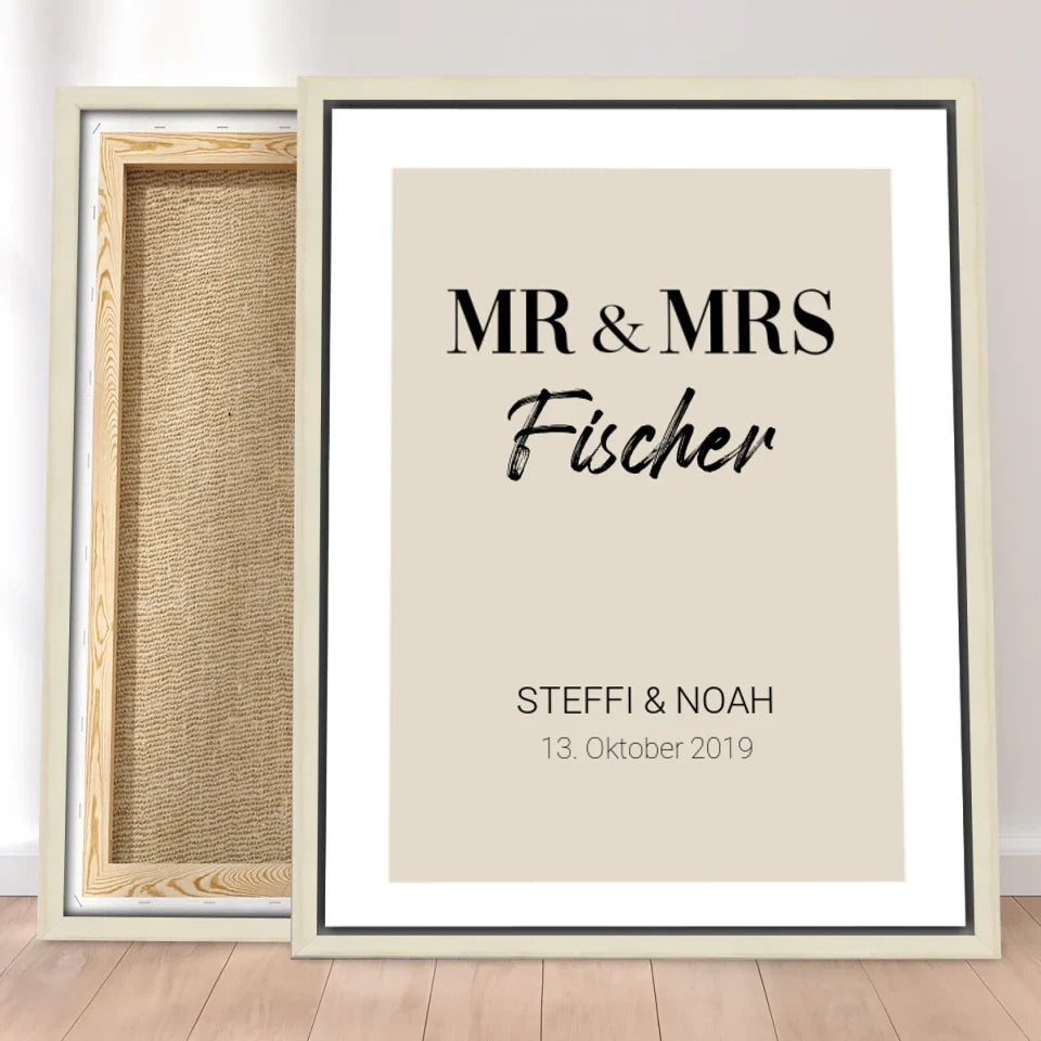 Personalisierte Leinwand - Mr. & Mrs. + Familienname