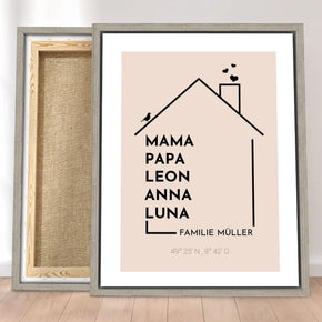 Personalisierte Leinwand - Haus mit Namen - Modern 2