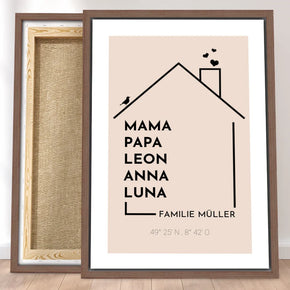Personalisierte Leinwand - Haus mit Namen - Modern 2