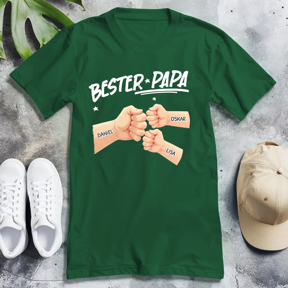 Personalisiertes T-Shirt - Bester Papa Faustcheck/Fist Bump