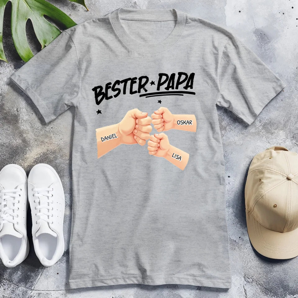 Personalisiertes T-Shirt - Bester Papa Faustcheck/Fist Bump