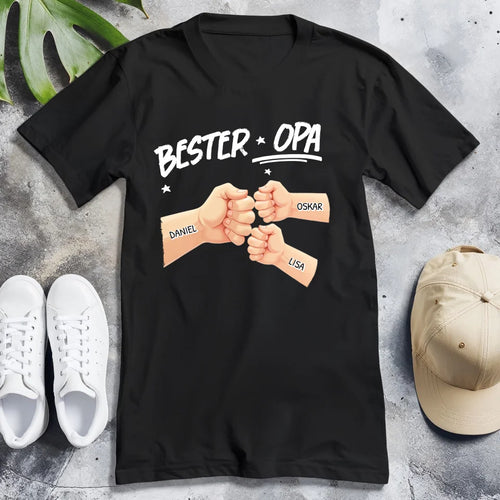 Personalisiertes T-Shirt - Bester Opa Faustcheck/Fist Bump