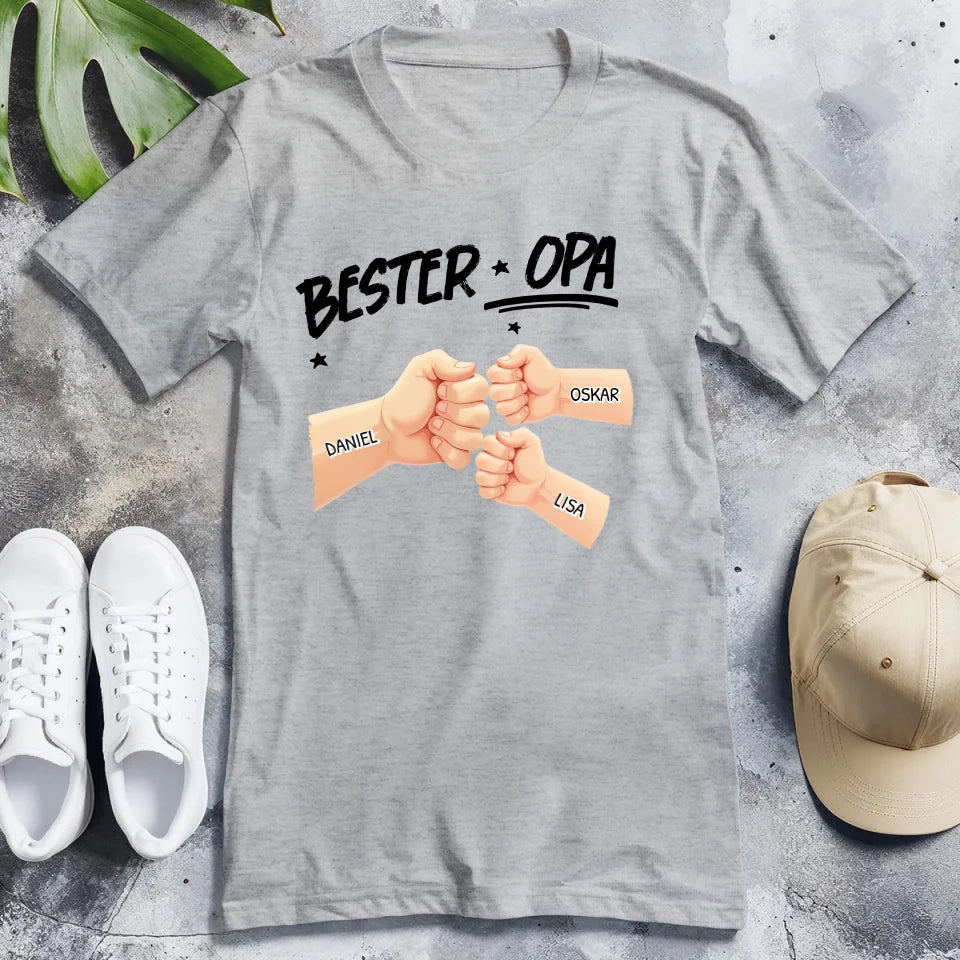 Personalisiertes T-Shirt - Bester Opa Faustcheck/Fist Bump