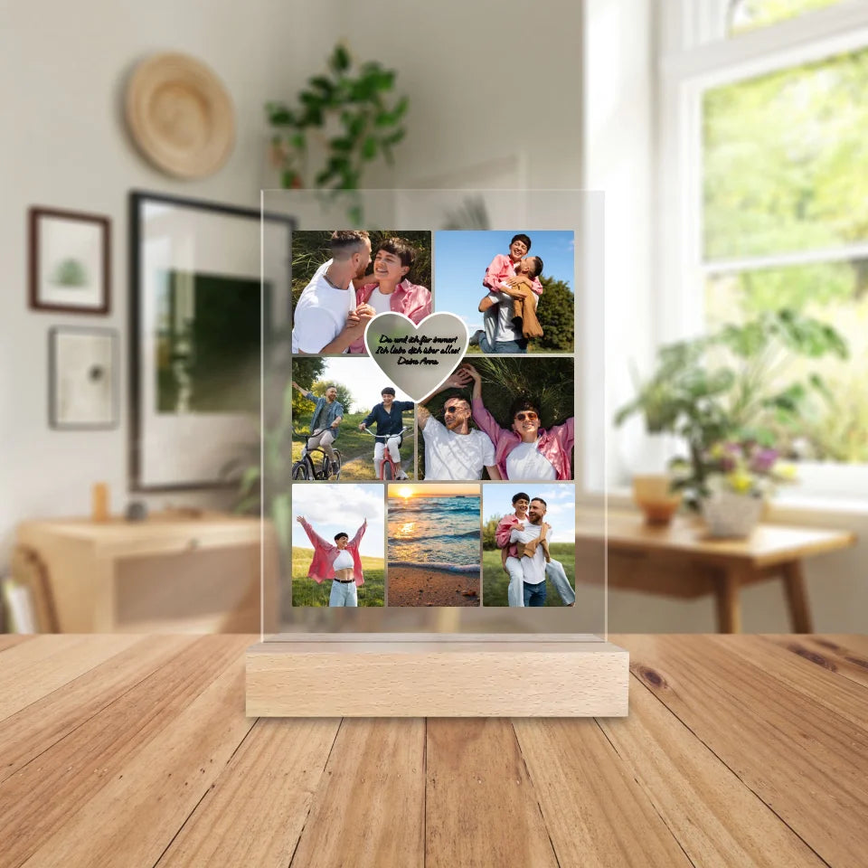 Personalisierte Acrylglasplatte - Paar Fotocollage mit Herz