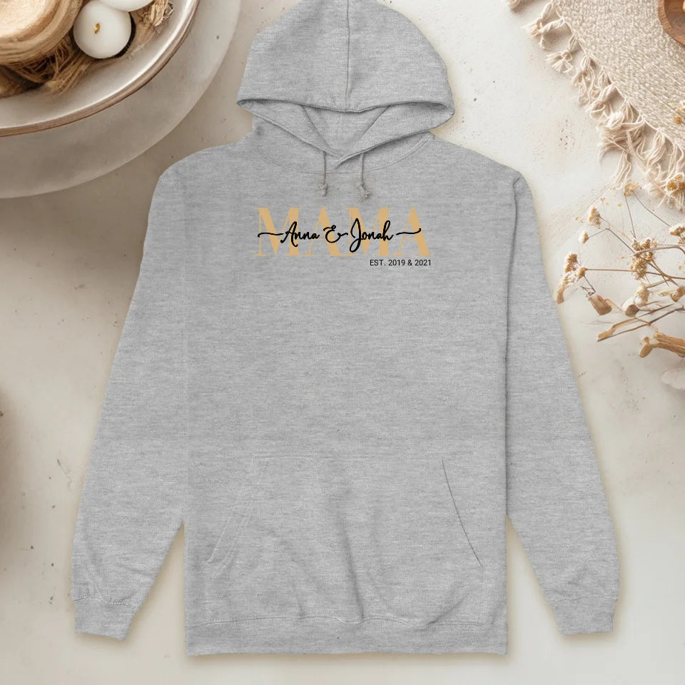 Personalisierter Hoodie - Mama Schriftzug mit Kindernamen