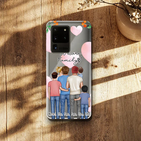 Personalisierte Handyhülle - Familie (schwul/gleichgeschlechtlich) + 1-4 Kinder - Samsung