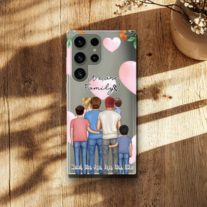 Personalisierte Handyhülle - Familie (schwul/gleichgeschlechtlich) + 1-4 Kinder - Samsung