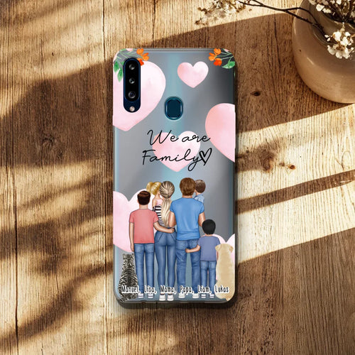 Personalisierte Handyhülle - Familie mit 1-4 Kindern + 1-2 Hunde/Katzen Samsung
