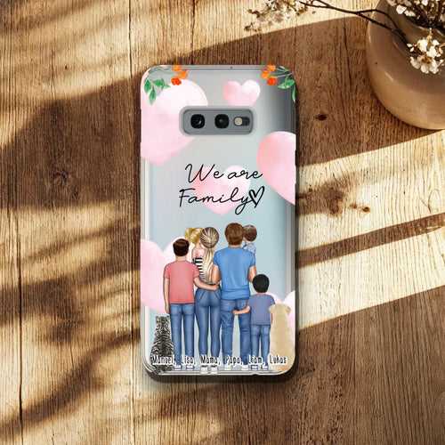 Personalisierte Handyhülle - Familie mit 1-4 Kindern + 1-2 Hunde/Katzen Samsung