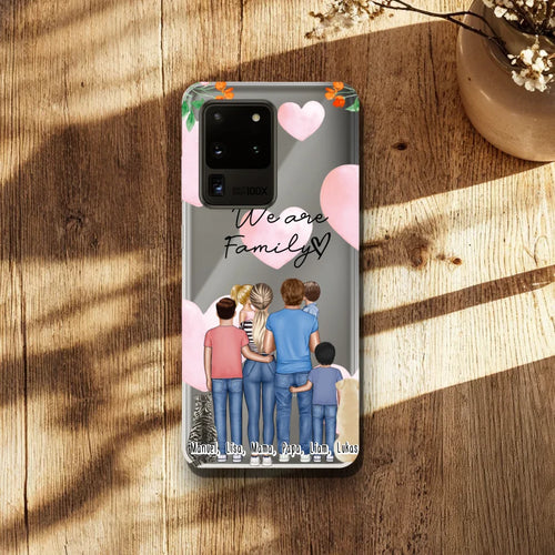 Personalisierte Handyhülle - Familie mit 1-4 Kindern + 1-2 Hunde/Katzen Samsung