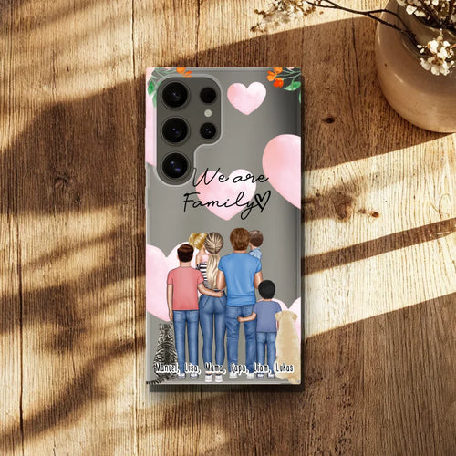 Personalisierte Handyhülle - Familie mit 1-4 Kindern + 1-2 Hunde/Katzen Samsung
