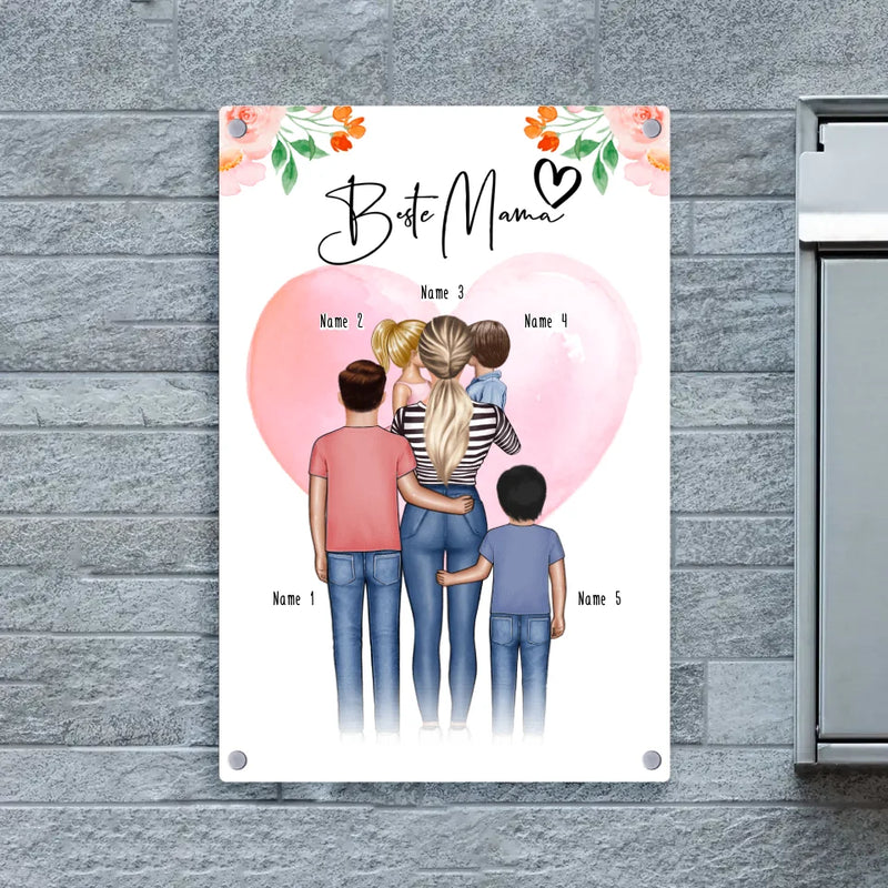 Personalisiertes Türschild - Mama + 1-4 Kinder
