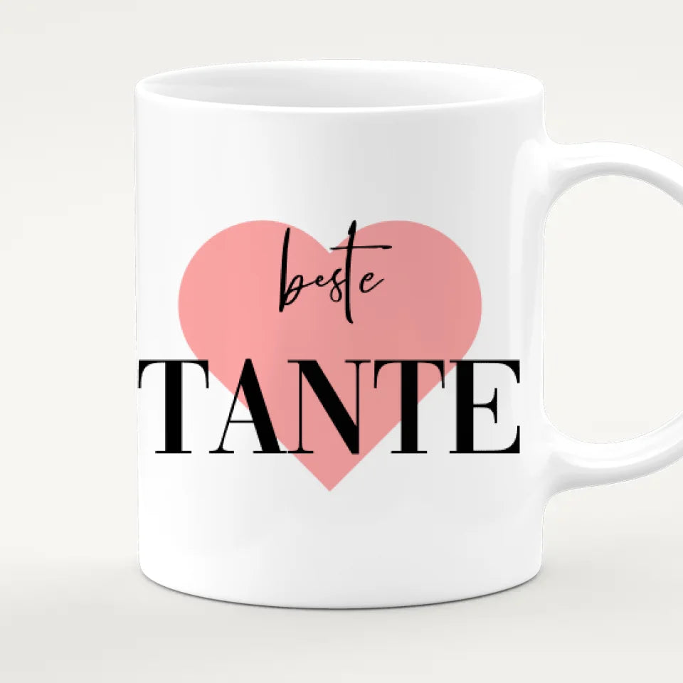 Personalisierte Tasse mit Tante (1 Baby + 1 Kind + 1 Tante)