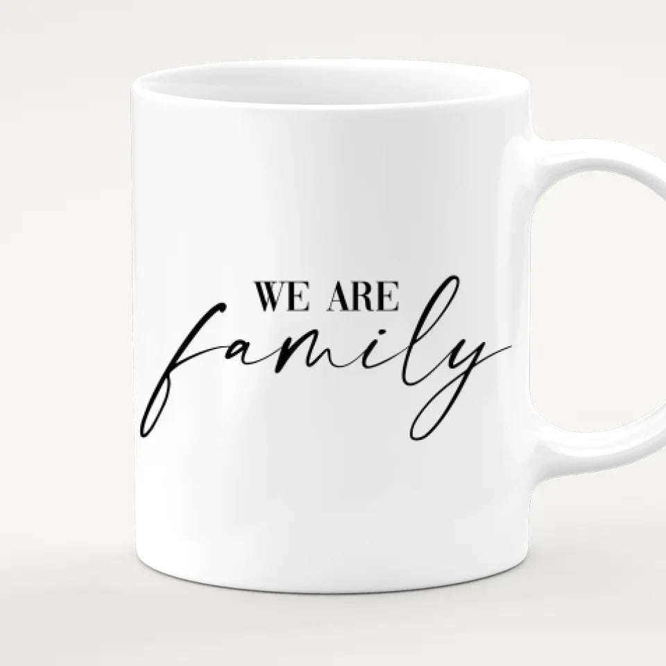 Personalisierte Tasse mit Familie (1 Kleinkind + 1 Kind + 1 Teenangerin)