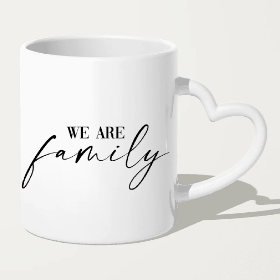 Personalisierte Tasse mit Familie (1 Kleinkind + 1 Kind + 1 Teenangerin)