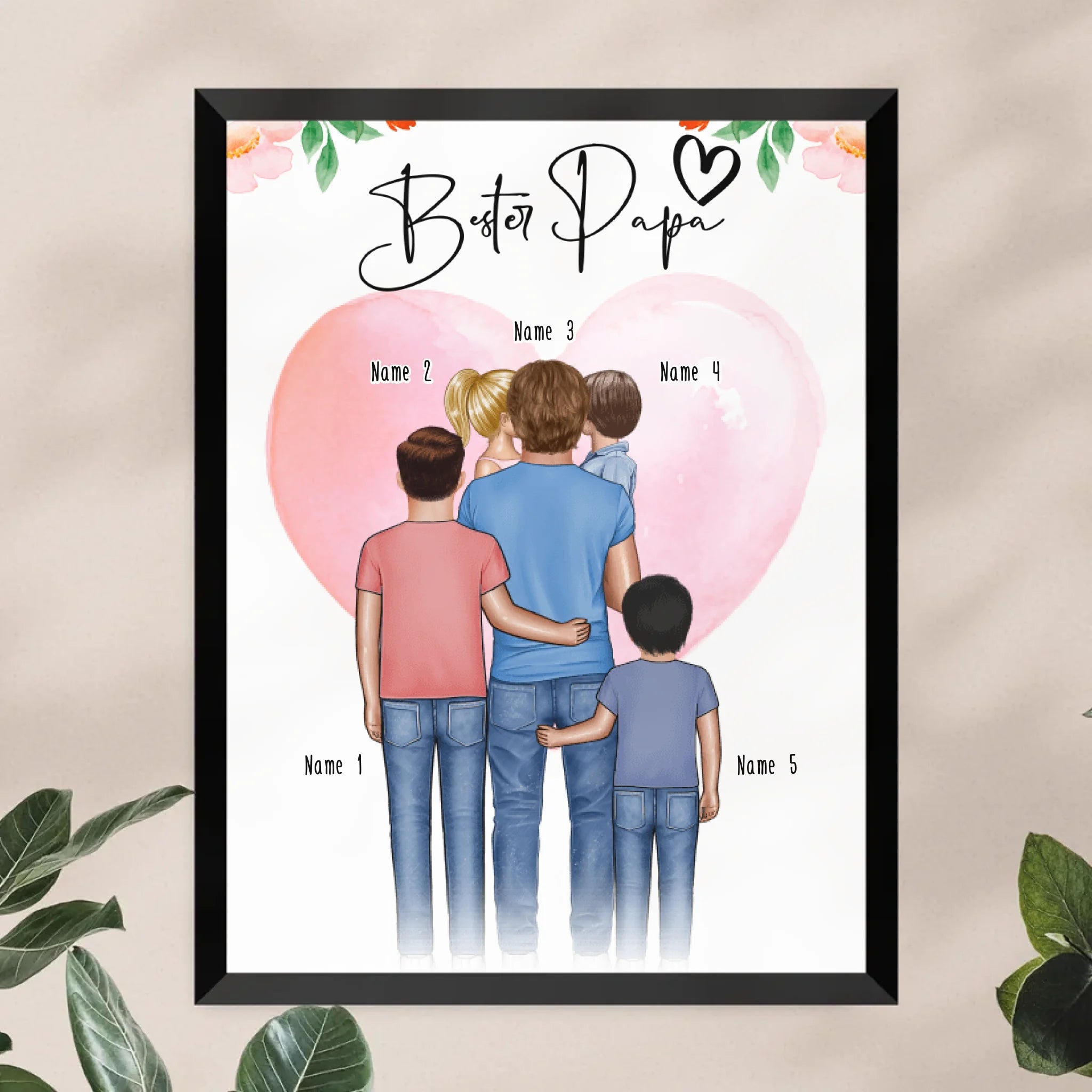 Personalisiertes Poster - Papa/Vater + 1-4 Kinder