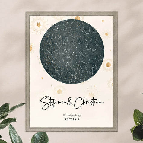 Personalisiertes Sternenhimmel Poster mit Name und Datum