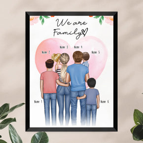Personalisiertes Poster - Familie + 1-4 Kinder