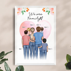 Personalisiertes Poster - Familie + 1-4 Kinder