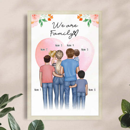 Personalisiertes Poster - Familie + 1-4 Kinder