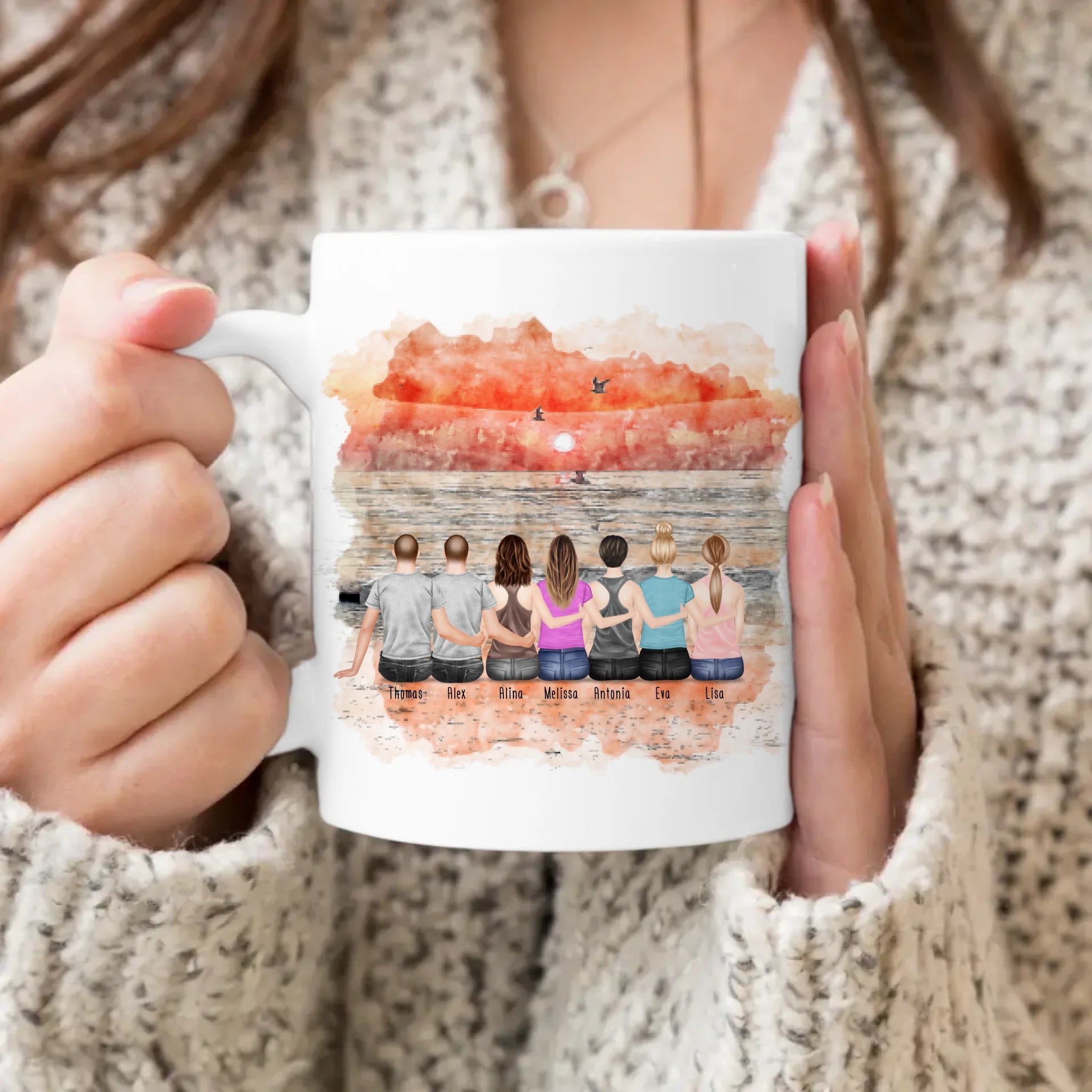 Personalisierte Tasse - Beste Freunde - 5 Frauen + 2 Männer