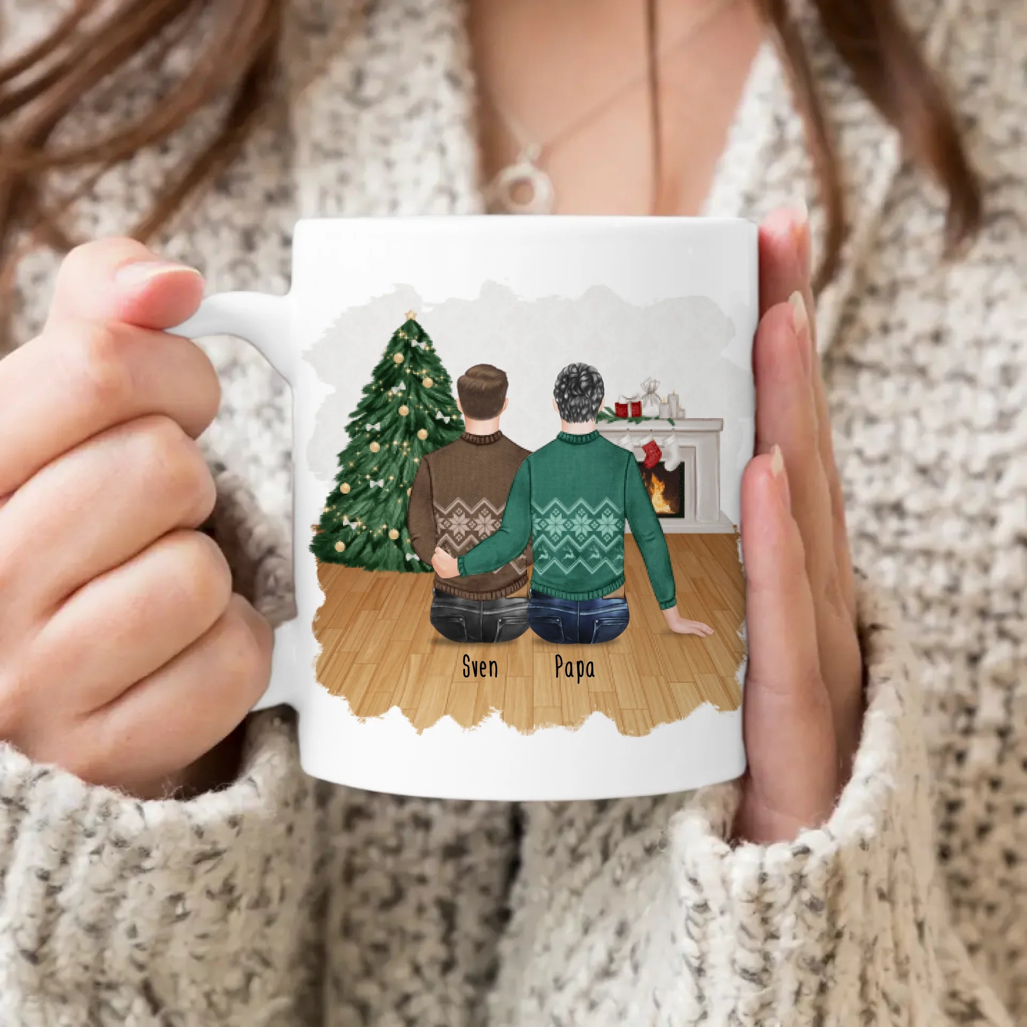 Personalisierte Tasse mit Vater/Sohn (1 Sohn) - Weihnachtstasse