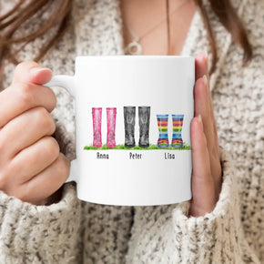 Personalisierte Gummistiefel Tasse (2-6 Personen)