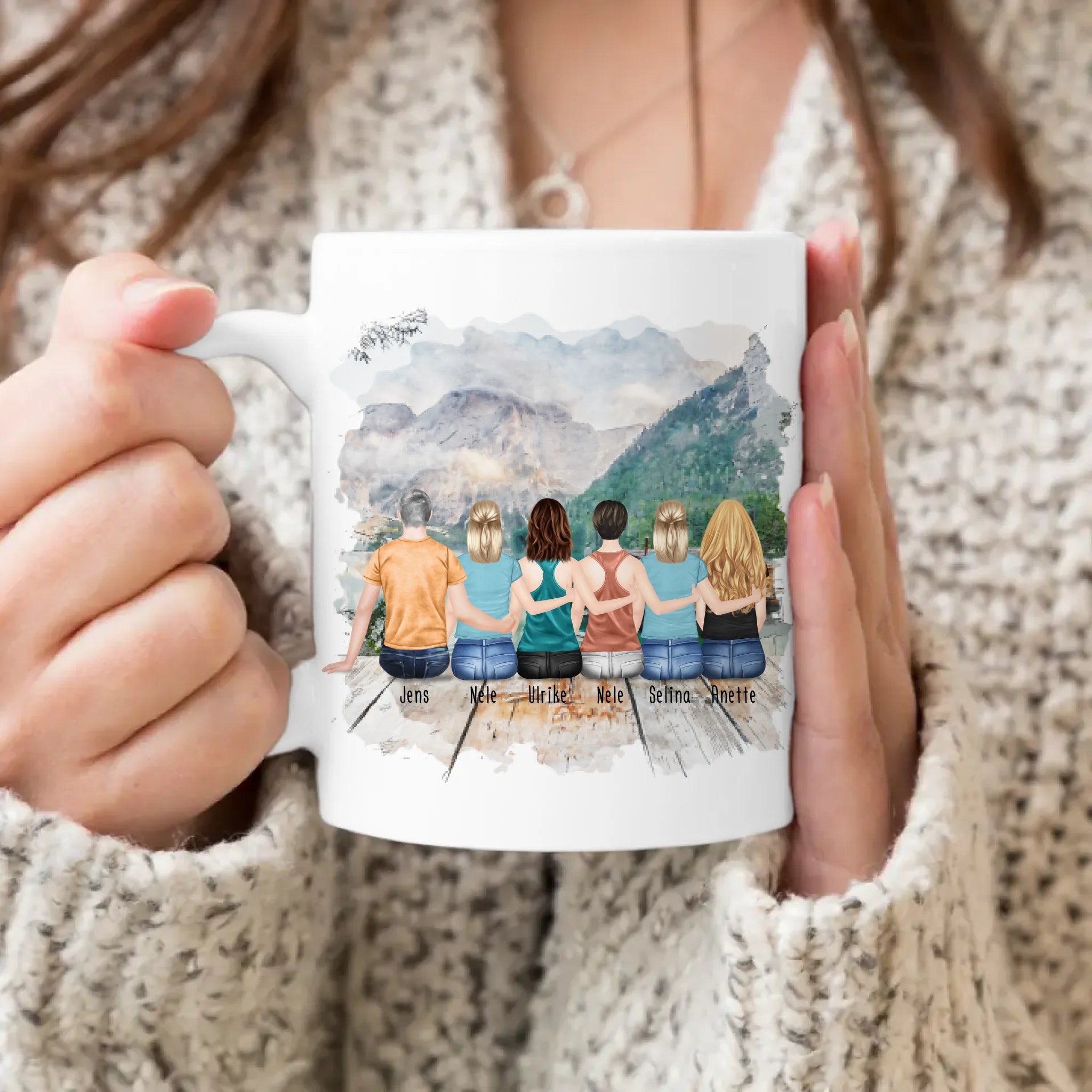 Personalisierte Tasse mit Bruder/Schwester (5 Schwestern + 1 Bruder)