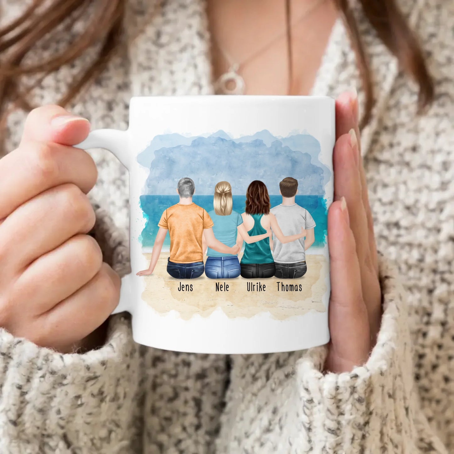 Personalisierte Tasse - Beste Freunde (2 Frauen + 2 Männer)