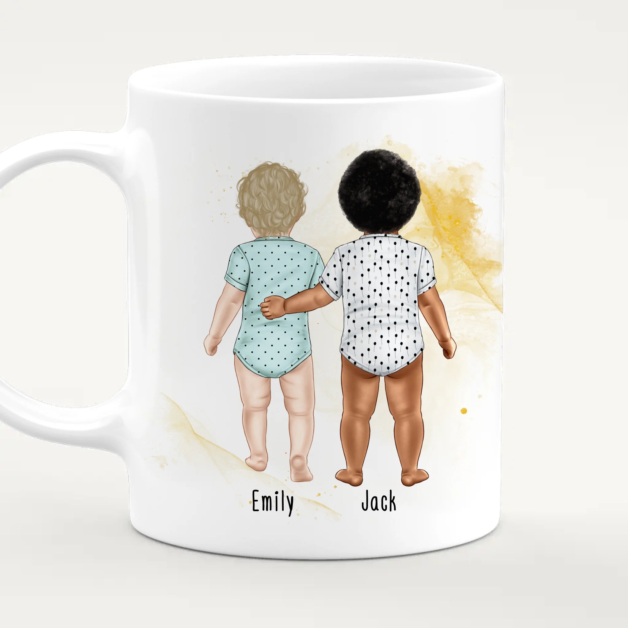 Personalisierte Tasse mit 2 Babys (stehend)