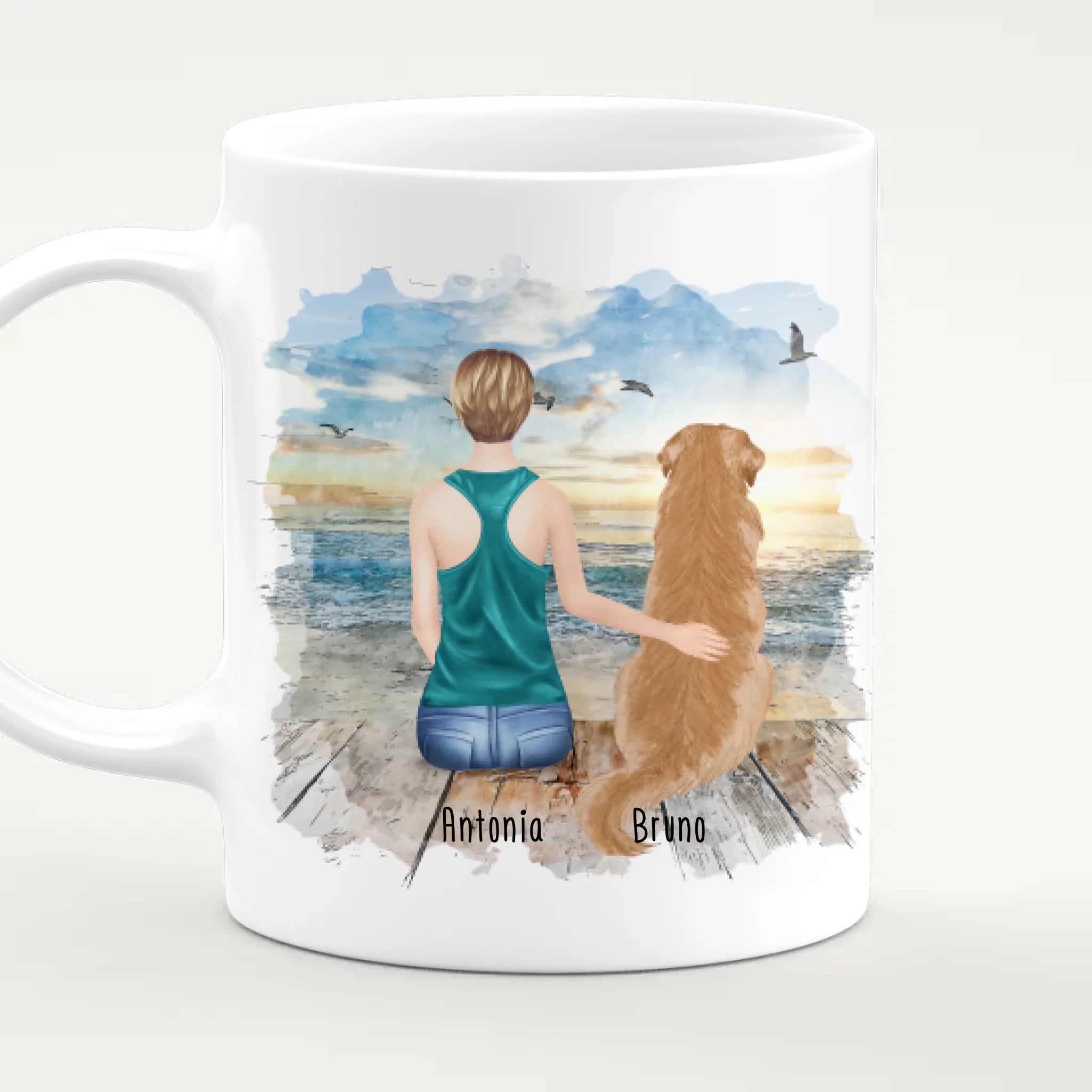 Personalisierte Tasse - 1 Frau + 1 Hund