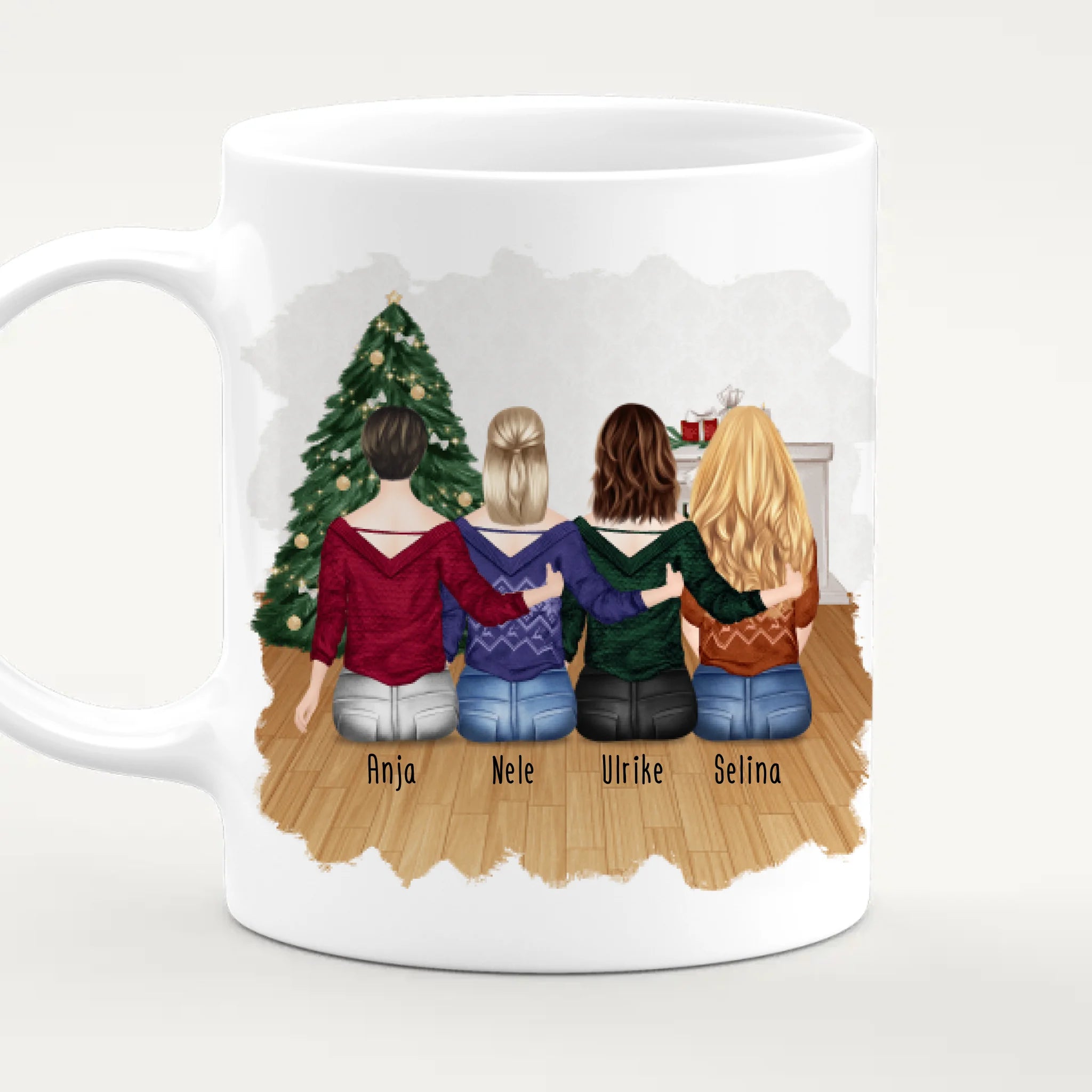 Personalisierte Tasse für Beste Freundinnen (4 Freundinnen) - Weihnachtstasse