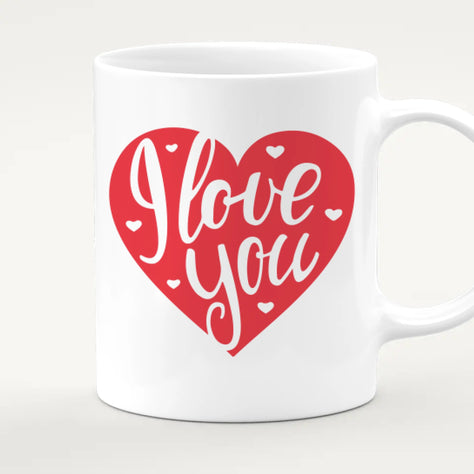 Personalisierte Tasse mit Pärchen und 1 Hund (Hund in der Mitte)
