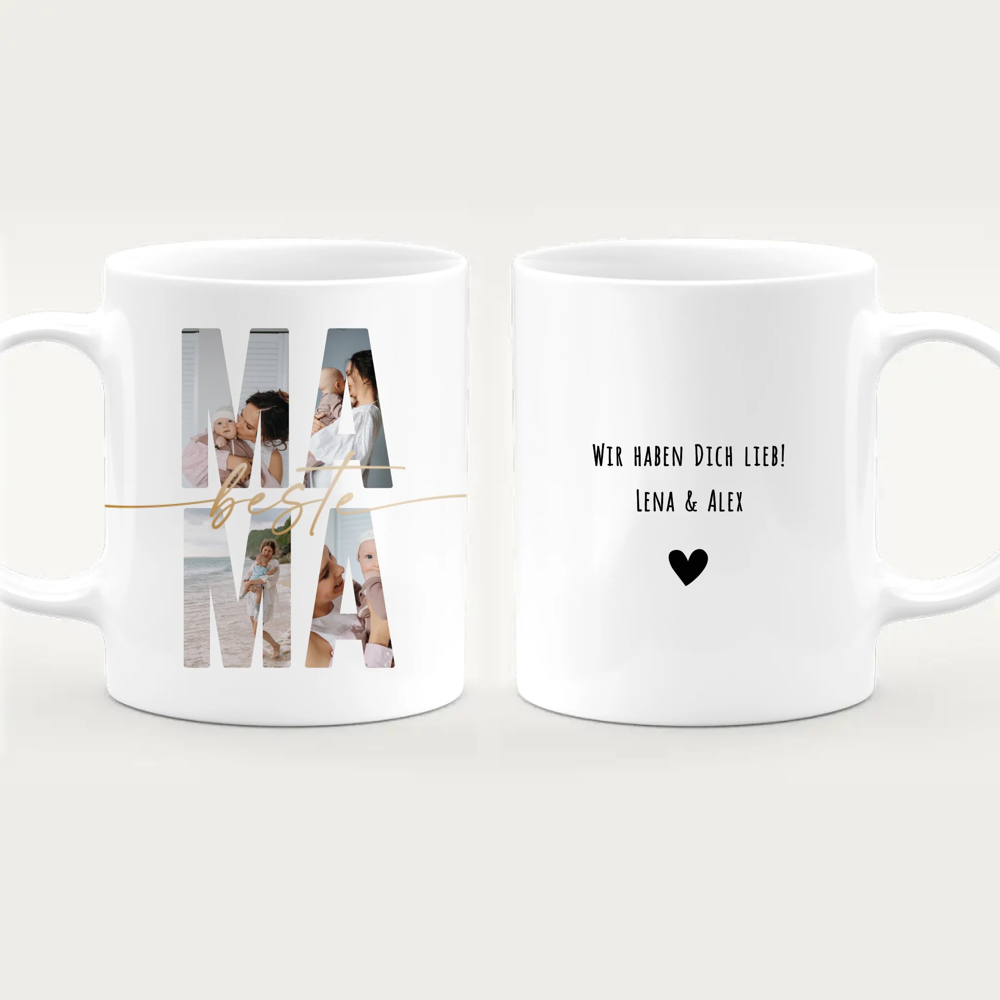 Personalisierte Tasse mit Mama Schriftzug und deinen Bildern
