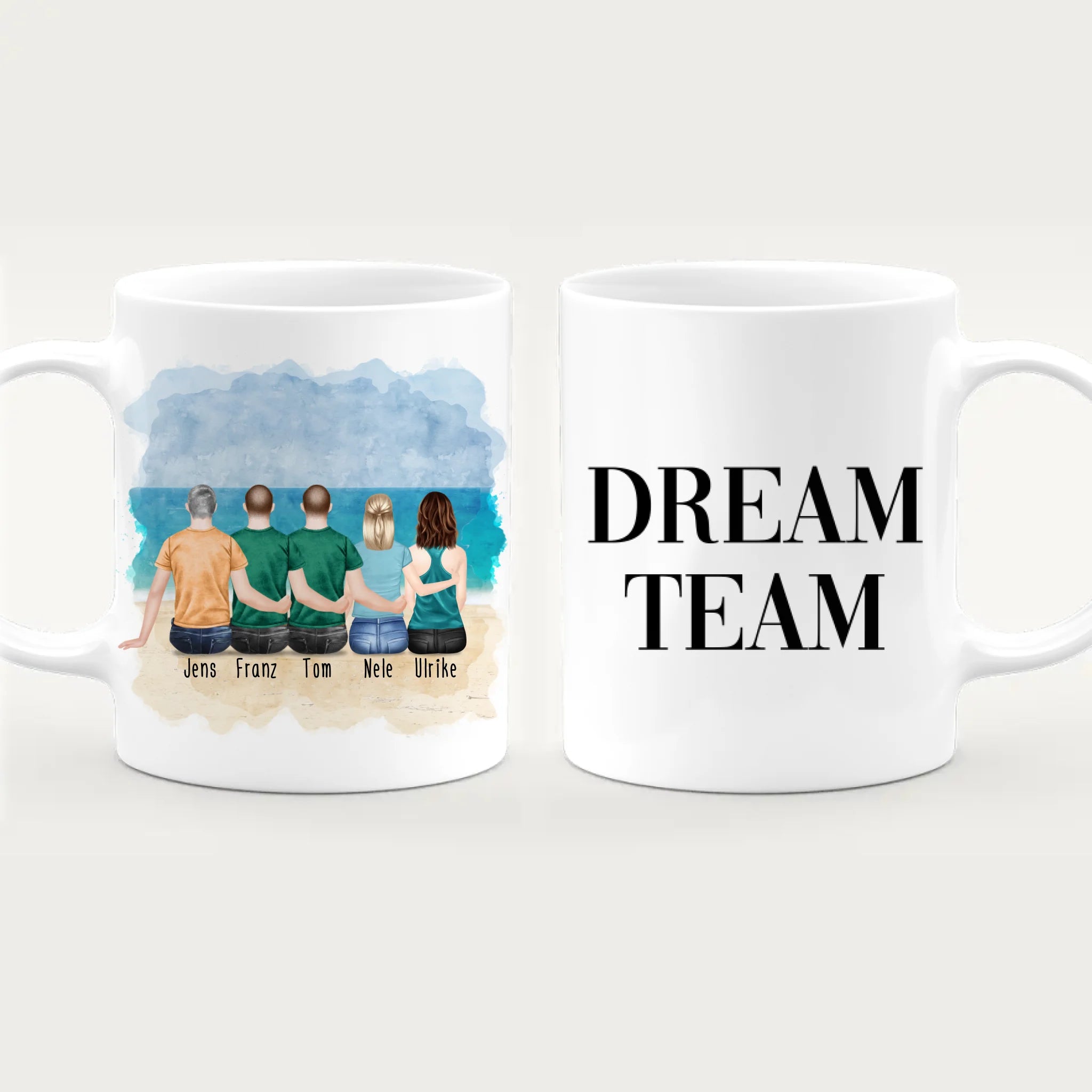 Personalisierte Tasse - 2 Frauen + 3 Männer