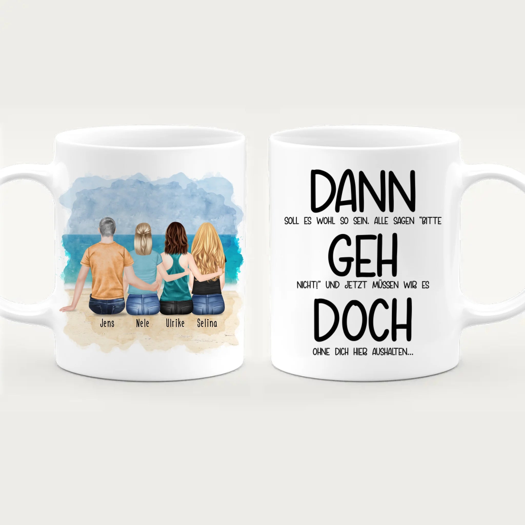 Personalisierte Tasse Kollegen (3 Frauen + 1 Mann) - Abschiedsgeschenk