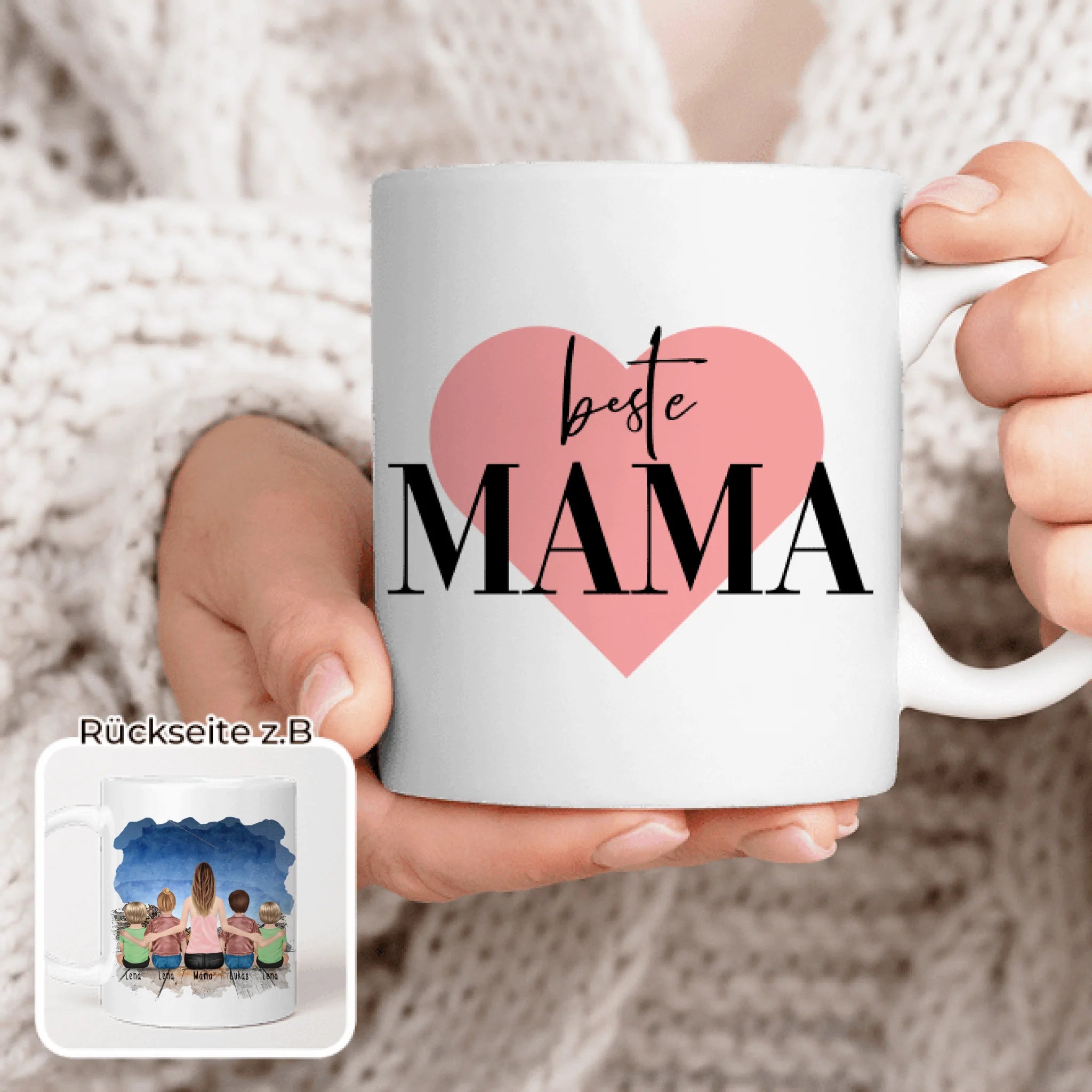 Personalisierte Tasse -  1 Frau + 2 Kinder + 2 Babys